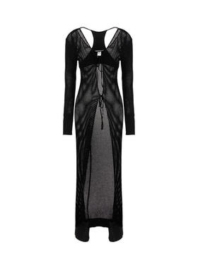 ANDREĀDAMO 女士 SS23 针织衫 黑色弹力粘胶纤维混纺针织开衫