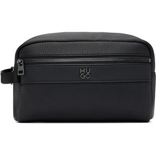 Hugo 雨果 男士 手拿包 黑色 Polished Logo 洗漱包