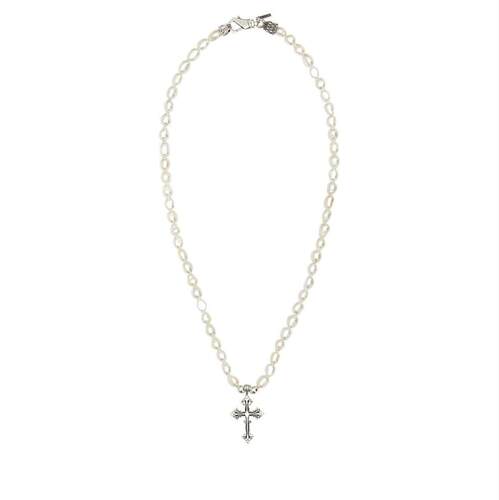 Emanuele Bicocchi 男士 项链/吊坠 Avelli 十字吊坠珍珠项链