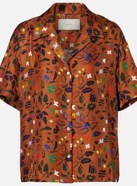 Asceno 女士 上衣 Prague 印花真丝斜纹布衬衫