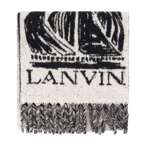 Lanvin 浪凡 女士 FW26 围巾 MERE ET L'ENFANT 毛茸茸羊毛白色