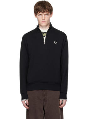 Fred Perry 男士 卫衣 黑色半拉链套头衫