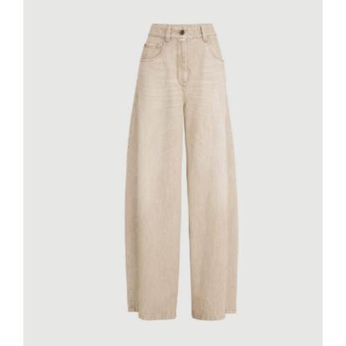 Brunello Cucinelli 女士 SS26 牛仔长裤 精饰高腰阔腿牛仔裤