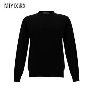 毛衣 Plain 黑色圓領(lǐng)羅紋羊毛男士 迷衣時(shí)尚 Trims