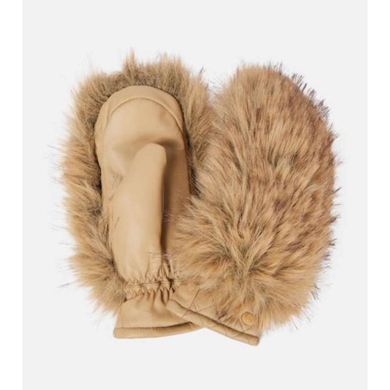 Goldbergh 女士 手套 Hill ski 人造皮草边皮革连指手套