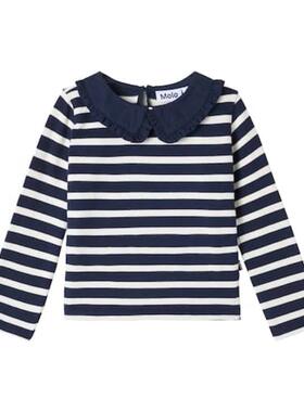 Molo 女童 T恤 Rama 条纹棉质童装