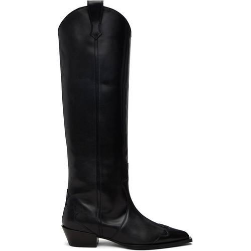 Aeyde 女士 长靴 黑色 Aruna Leather Knee-High Cowboy 高筒靴
