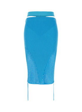ANDREĀDAMO 女士 SS23 半身裙 蓝绿色弹力粘胶纤维混纺半身裙