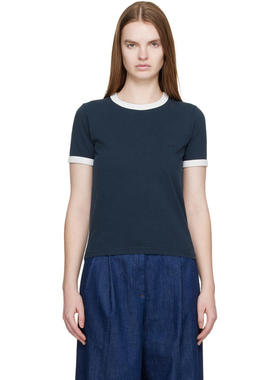 A.P.C. 女士 T恤 海军蓝 Crop Manche Courte Contrast T 恤