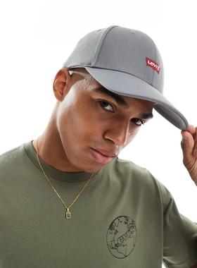 Levi's 男士 棒球帽 batwing 徽标可调节木炭色棒球帽