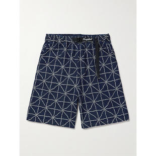 kapital 男士 FW25 牛仔短裤 Dojo 舒适阔腿束带刺绣牛仔短裤