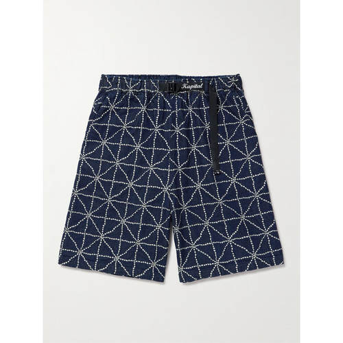 kapital 男士 FW25 牛仔短裤 Dojo 舒适阔腿束带刺绣牛仔短裤