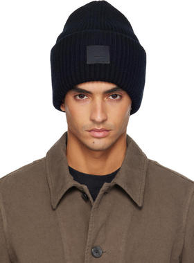 Acne Studios 男士 毛线帽 黑色 Large Face Logo 毛线帽