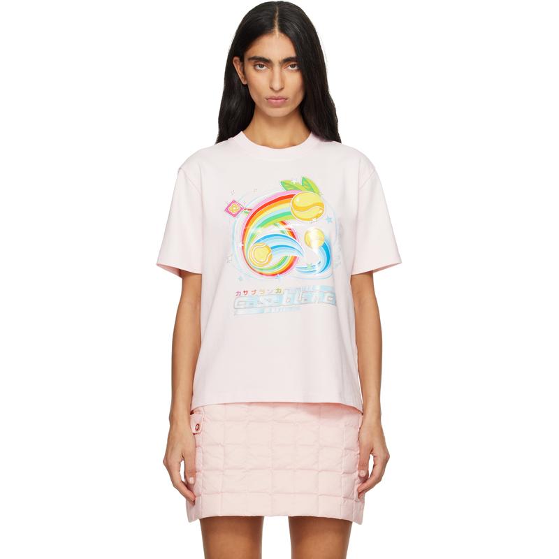 Casablanca 女士 T恤 粉色 Manga Tennis Ball T 恤