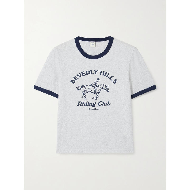 Sporty  Rich 女士 T恤 Riding Club two-tone 印花棉针织T恤