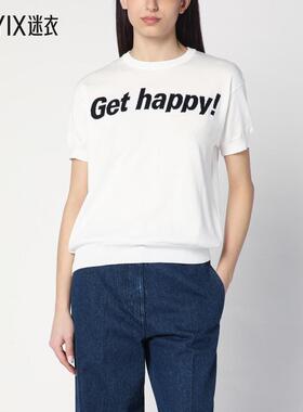 【春夏新品】Moschino莫斯奇诺 女款Get Happy 白色棉质毛衣 迷衣