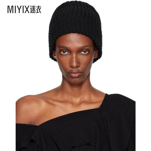 Yohji Yamamoto 女款黑色 Cardigan Stitch Knit 毛线帽 迷衣时尚