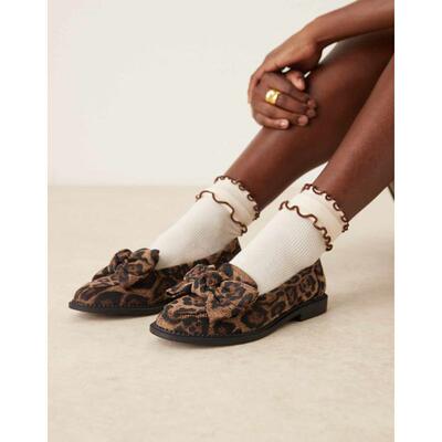 ASOS DESIGN 女士 鞋靴 Memphis 设计宽版蝴蝶结豹纹平底鞋