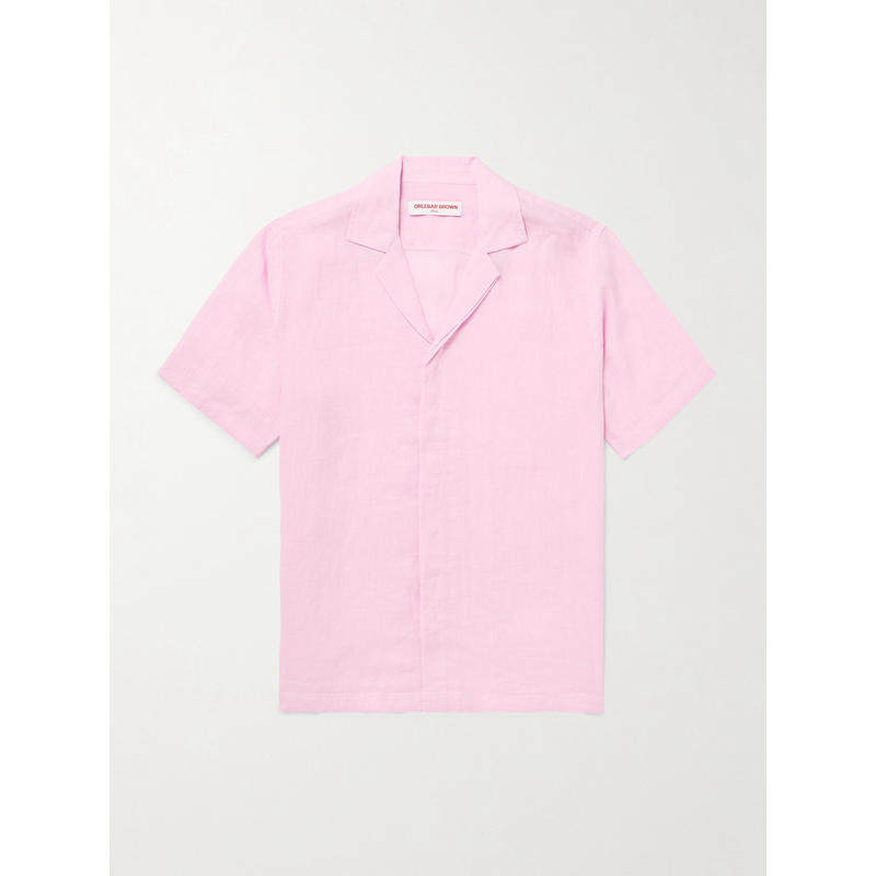Orlebar Brown 男士 FW25 衬衫 Maitan II Camp-Collar 亚麻衬衫