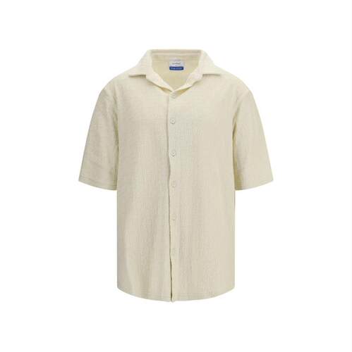 Off-White 男士 SS26 衬衫 米白色全印花毛圈保龄球衫
