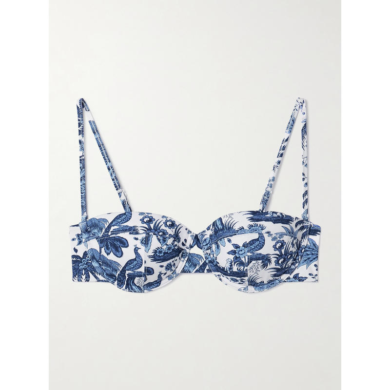 Staud 女士 比基尼 Jo 印花再生钢托半杯罩比基尼上装