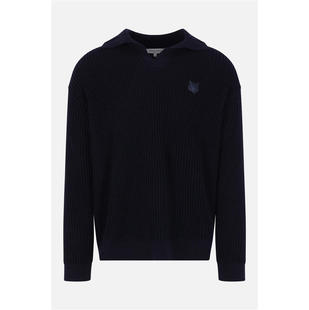 Maison Kitsuné 男士 SS26 POLO衫 狐狸头罗纹棉质Polo毛衣