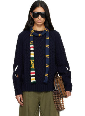 Stefan Cooke 女士 毛衣 海军蓝 Slashed Cable