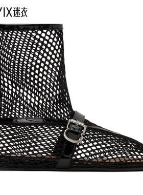 Alaïa 女士黑色 Fishnet High 踝靴 迷衣时尚