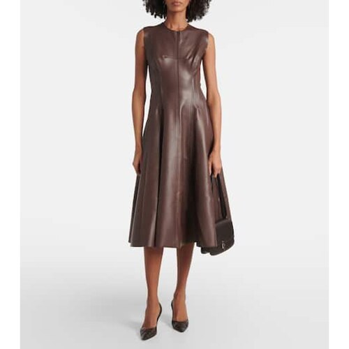 Norma Kamali 女款Grace 仿皮紧身胸衣中长连衣裙 迷衣时尚