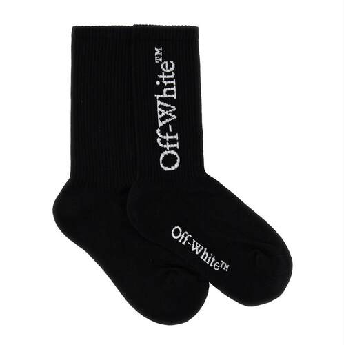Off-White 女士 FW25 袜子 黑色 Big Logo Bookish 中筒袜