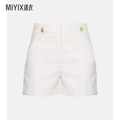 Veronica Beard 女款Runo 高腰亚麻混纺短裤 迷衣时尚