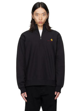Carhartt WIP 男士 卫衣 黑色 Half-Zip American Script 套头衫
