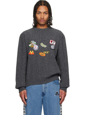 Carne Bollente 男士 毛衣 灰色 Patchwork Love Affair 毛衣