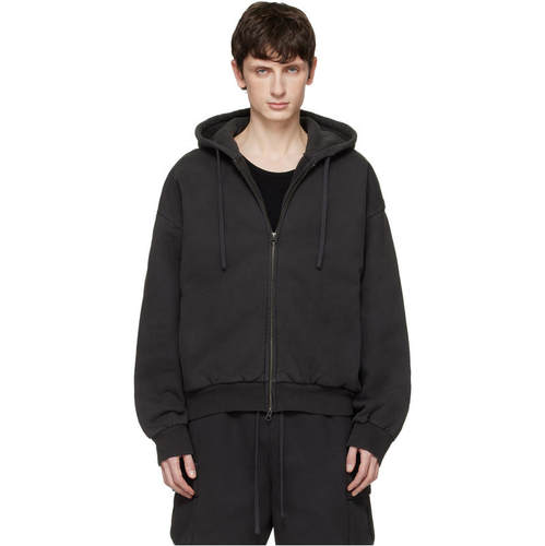 SKIMS 男士 卫衣 黑色 Heavyweight Fleece Zip-Up 连帽衫