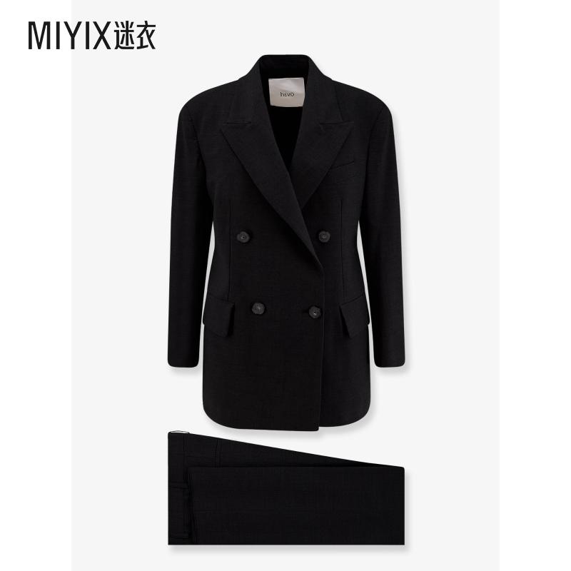 [秋冬新品]Hevò 女款Rocchetta 羊毛混纺双排扣套装 迷衣时尚