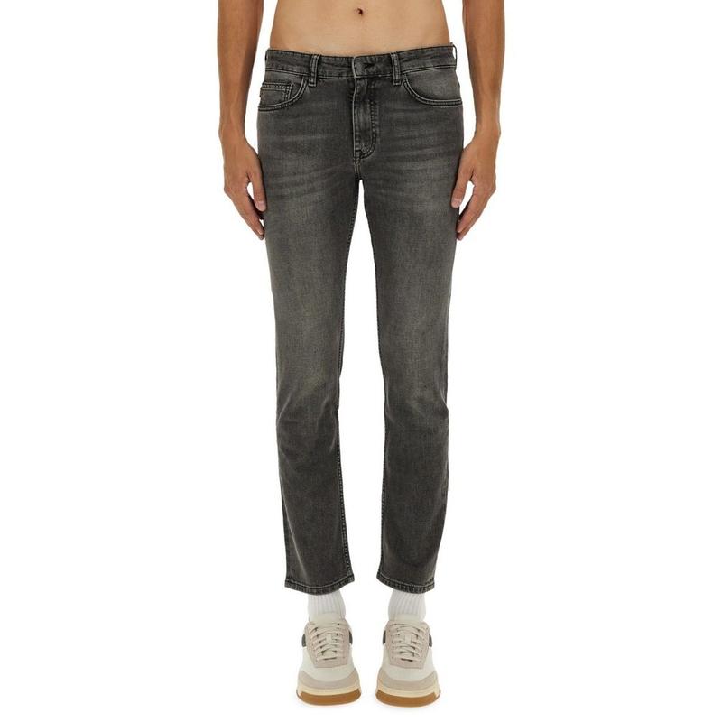 Hugo Boss 男士 FW25 牛仔长裤 Boss 標誌貼片緊身牛仔褲