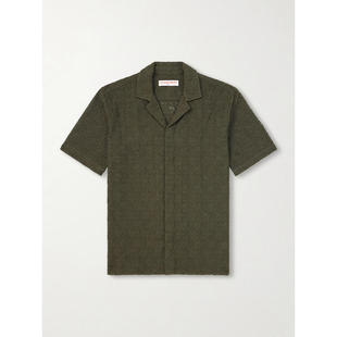 衬衫 男士 Maitan Camp 英格兰刺绣棉质 Orlebar Collar Brown