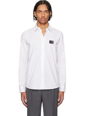 Hugo 雨果 男士 衬衫 白色 Stretch-Cotton Canvas Relaxed-Fit