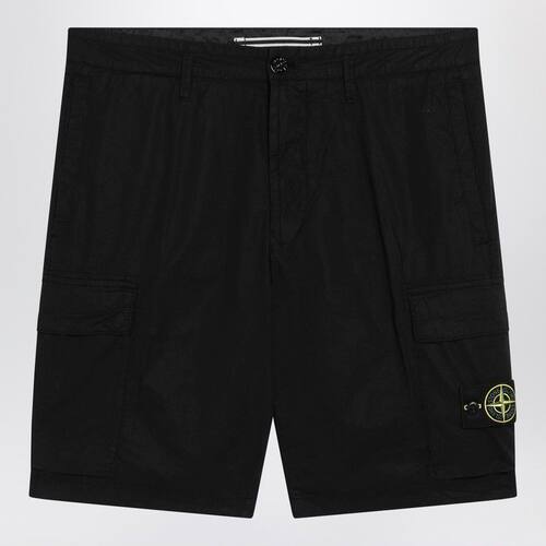 Stone Island 石头岛 男士 SS26 短裤 黑色棉质帆布工装百慕大