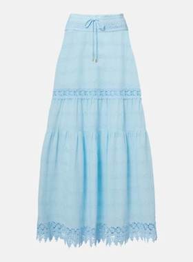 Melissa Odabash 女士 超长裙 Alessia 马德拉刺绣棉质长款半身裙