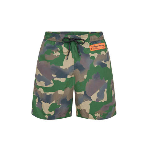 Heron Preston 男士 SS25 泳裤 迷彩色徽标拼缀