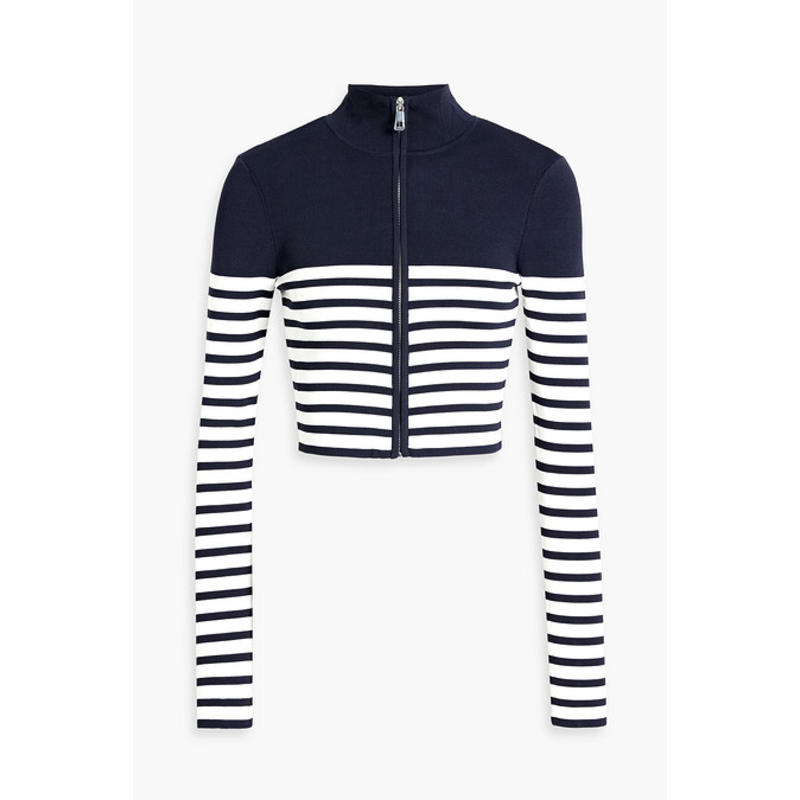 Staud 女士 开衫 Raft 条纹罗纹针织针织开衫