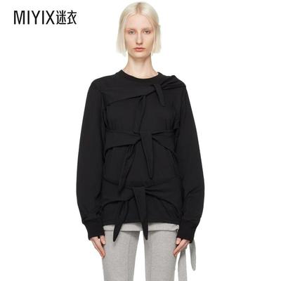 OPEN YY 女士 黑色 Triple Knot Crewneck 长袖 T 恤 迷衣时尚