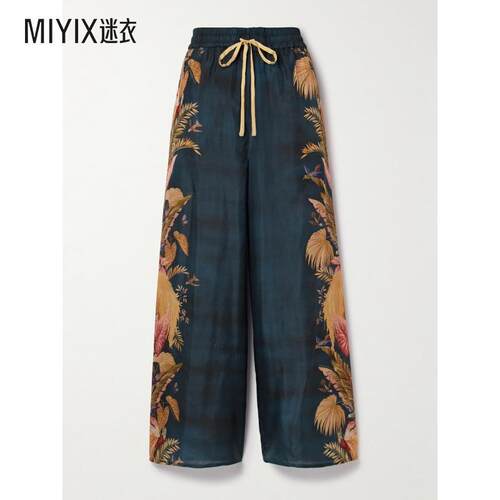 【早秋新品】Zimmermann 女款Ascension 印花真丝缎阔腿裤