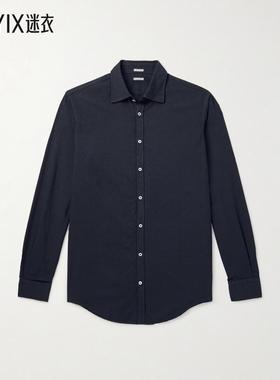 Massimo Alba 男款Genova 剪口领棉/青年布衬衫 迷衣时尚