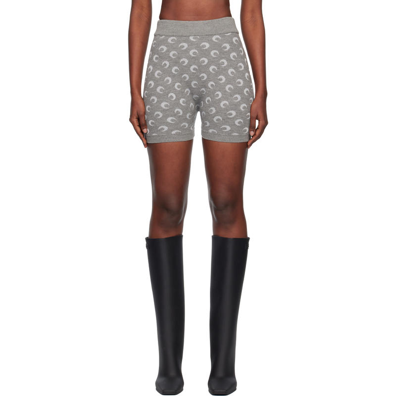 Marine Serre 女士 短裤 灰色 Moon Jacquard Knit 短裤