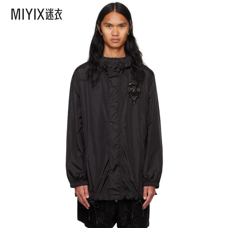 Simone Rocha 男士黑色 Embellished Button Placket 派克大衣 迷