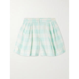 Colson 褶裥格纹亚麻棉混纺短裤 女士 Kenya 短裤 Thierry