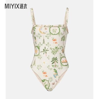 Agua By Agua Bendita 女款Limón 印花荷叶边泳衣 迷衣时尚