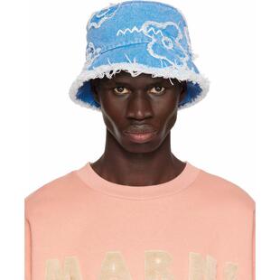 Marni 玛尼 男士 渔夫帽 蓝色 Patched Denim
